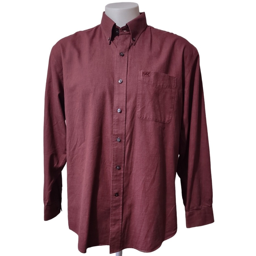 Cutter & Buck Dress Shirt Men's XL Button Up Collar Embroidered Logo On Pocketβ